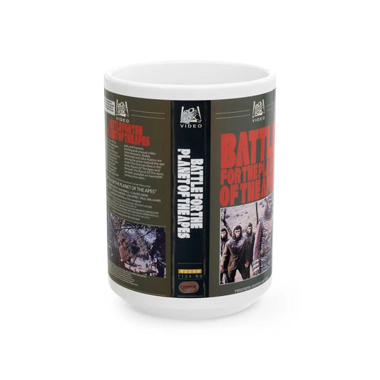 BATTLE FOR THE PLANET OF THE APES (VHS COVER) - White Coffee Mug-15oz-Go Mug Yourself