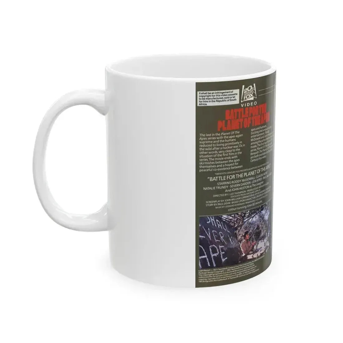 BATTLE FOR THE PLANET OF THE APES (VHS COVER) - White Coffee Mug - Go Mug Yourself