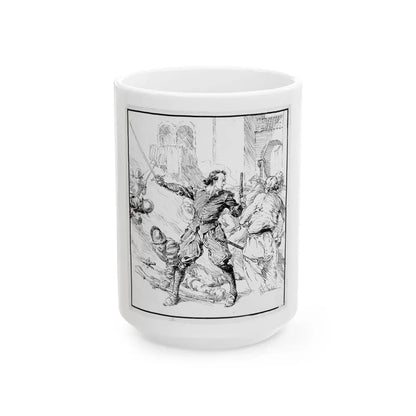 Battle Illustration - White Coffee Mug 15oz - Go Mug Yourself