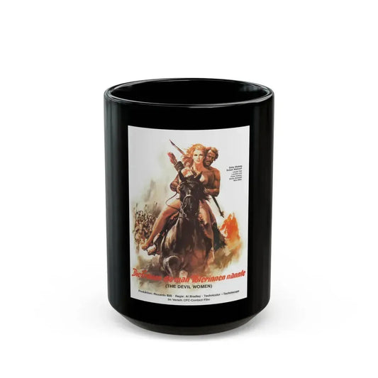 BATTLE OF THE AMAZONS (GERMAN) 1973 Movie Poster - Black Coffee Mug 15oz - Go Mug Yourself