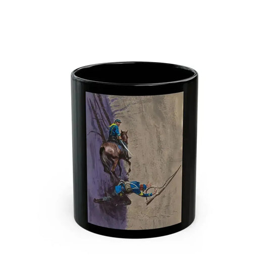 Battle Scene Illustration (Hearst, c. 1960s) - Black Coffee Mug 11oz - Go Mug Yourself