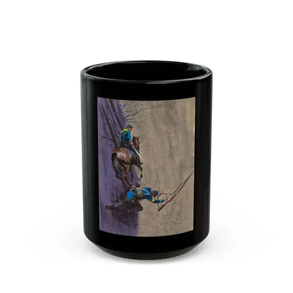 Battle Scene Illustration (Hearst, c. 1960s) - Black Coffee Mug 15oz - Go Mug Yourself