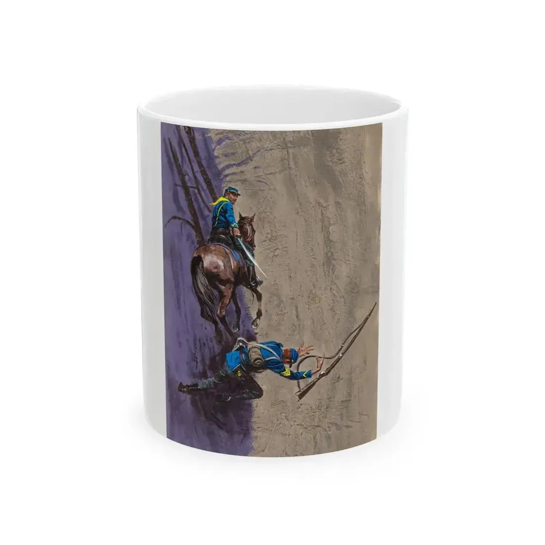 Battle Scene Illustration (Hearst, c. 1960s) - White Coffee Mug 11oz - Go Mug Yourself