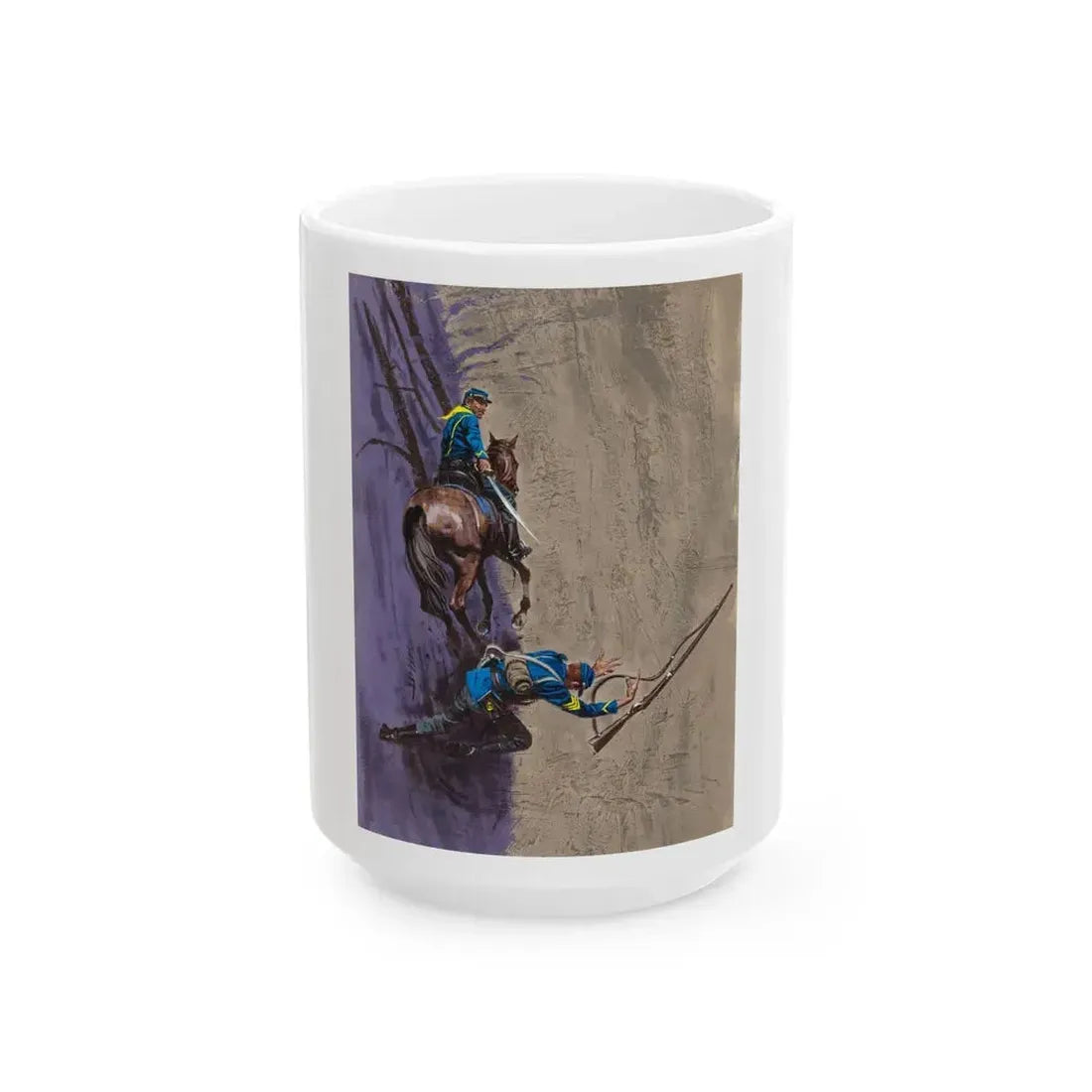 Battle Scene Illustration (Hearst, c. 1960s) - White Coffee Mug 15oz - Go Mug Yourself
