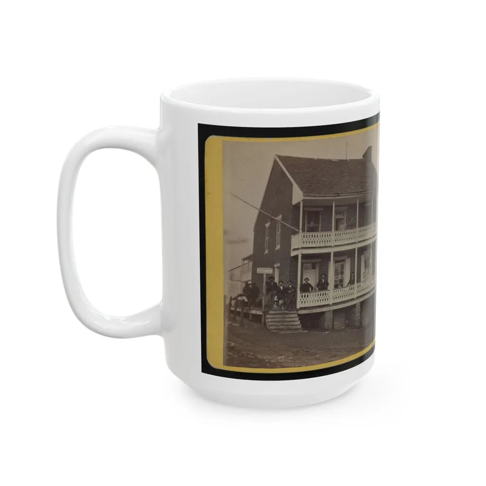 Battlefield Hotel, The Outer Post Of Sharp Shooters (U.S. Civil War) White Coffee Mug-Go Mug Yourself