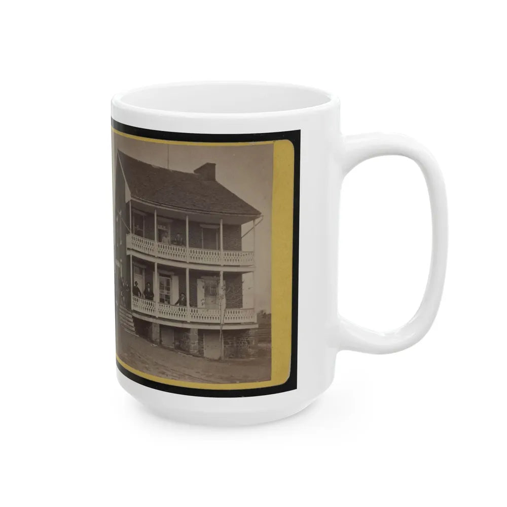 Battlefield Hotel, The Outer Post Of Sharp Shooters (U.S. Civil War) White Coffee Mug-Go Mug Yourself