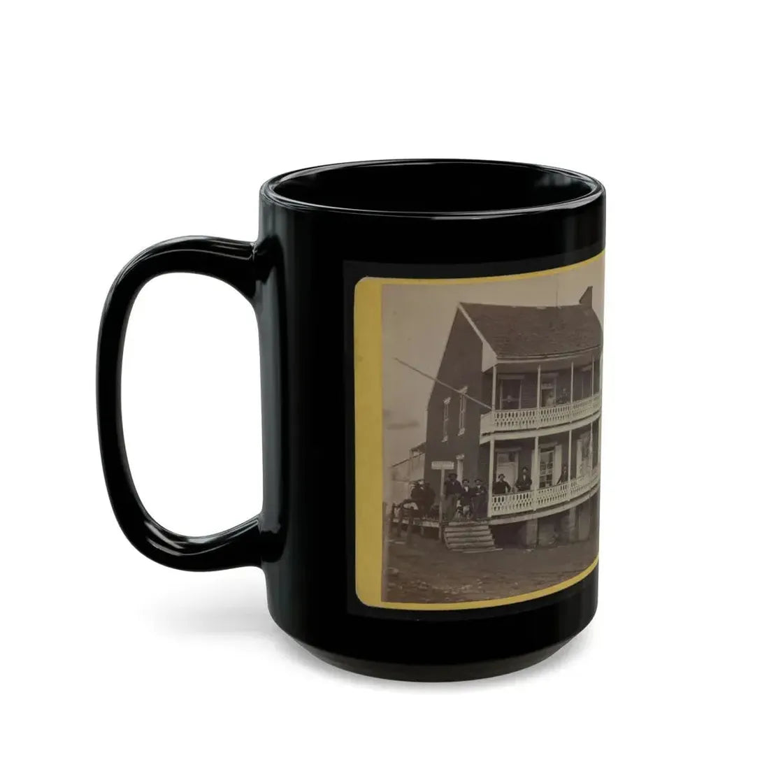 Battlefield Hotel, The Outer Post Of Sharp Shooters (U.S. Civil War) Black Coffee Mug - Go Mug Yourself