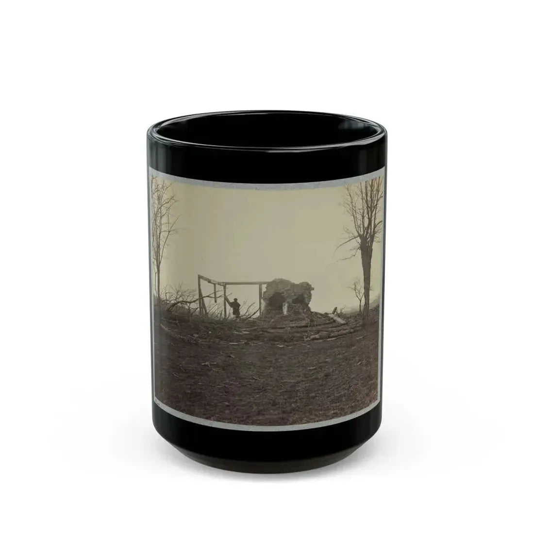 Battlefield Of Bull Run, Ruins Of Henry House (U.S. Civil War) Black Coffee Mug 15oz - Go Mug Yourself