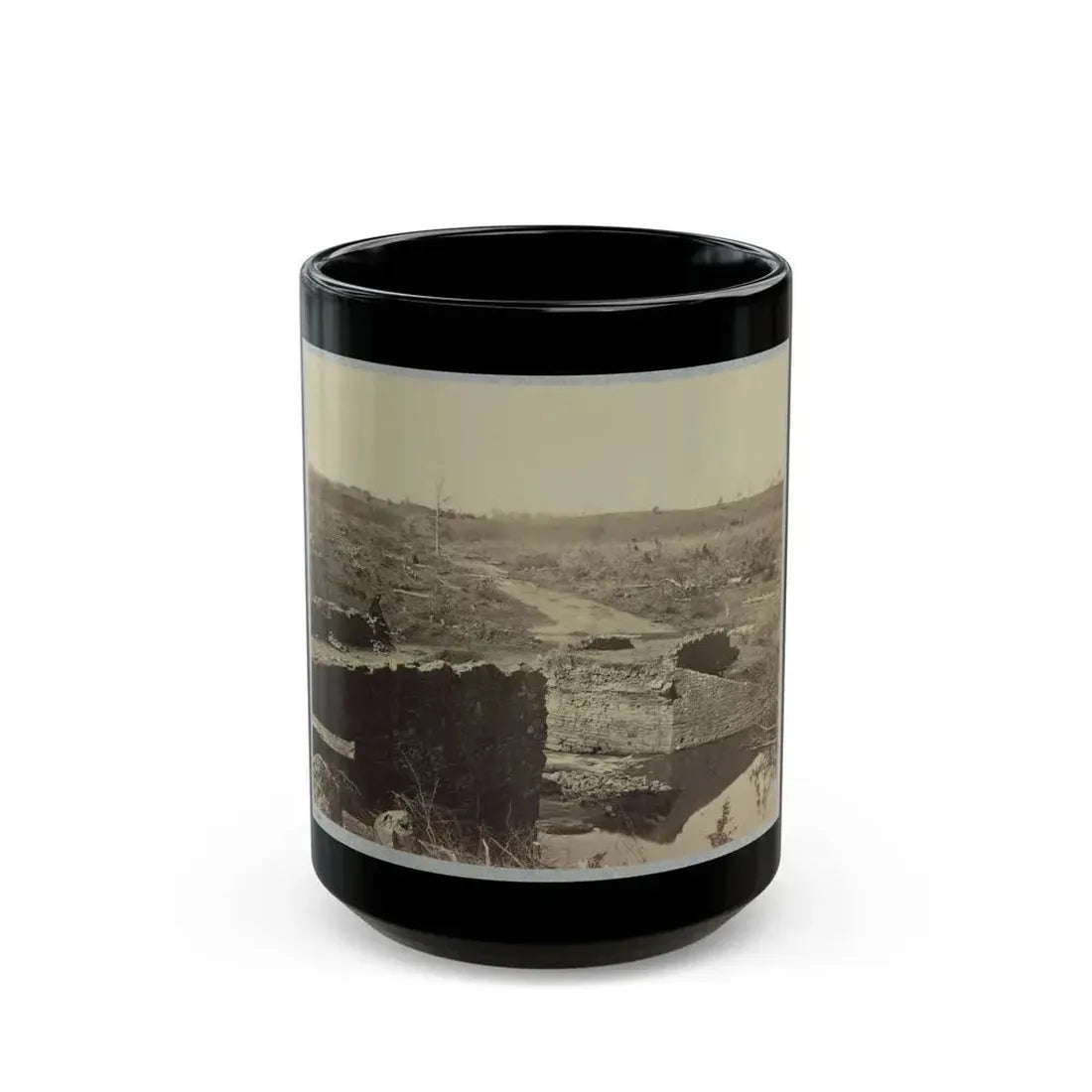 Battlefield Of Bull Run, Ruins Of The Stone Bridge (U.S. Civil War) Black Coffee Mug 15oz - Go Mug Yourself