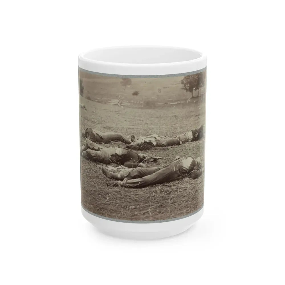 Battlefield Of Gettysburg. Bodies Of Dead Federal Soldiers On The Field Of The First Day's Battle (U.S. Civil War) White Coffee Mug 15oz - Go Mug Yourself