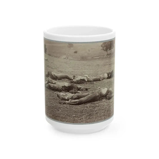 Battlefield Of Gettysburg. Bodies Of Dead Federal Soldiers On The Field Of The First Day's Battle (U.S. Civil War) White Coffee Mug 15oz - Go Mug Yourself