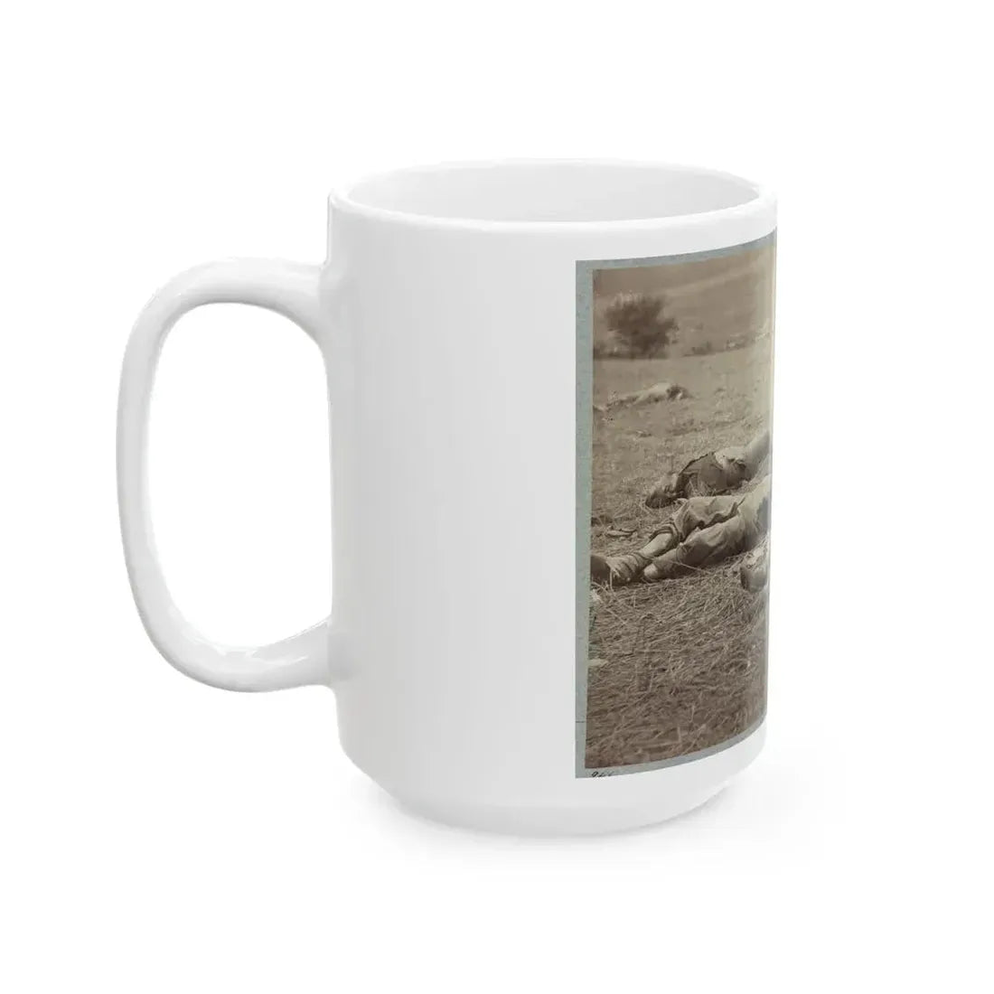 Battlefield Of Gettysburg. Bodies Of Dead Federal Soldiers On The Field Of The First Day's Battle (U.S. Civil War) White Coffee Mug - Go Mug Yourself