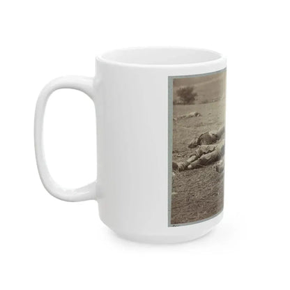 Battlefield Of Gettysburg. Bodies Of Dead Federal Soldiers On The Field Of The First Day's Battle (U.S. Civil War) White Coffee Mug - Go Mug Yourself