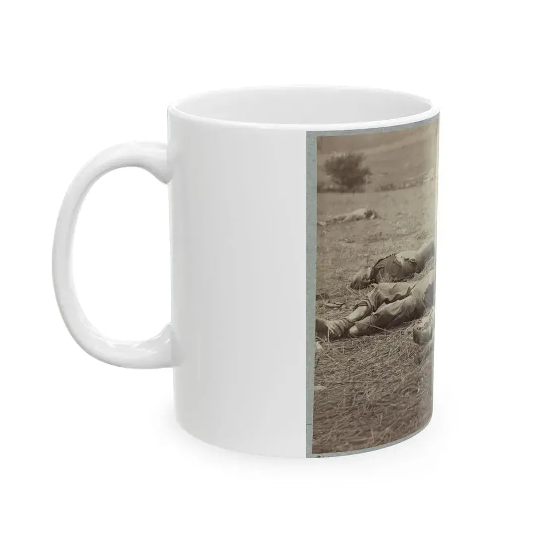 Battlefield Of Gettysburg. Bodies Of Dead Federal Soldiers On The Field Of The First Day's Battle (U.S. Civil War) White Coffee Mug - Go Mug Yourself