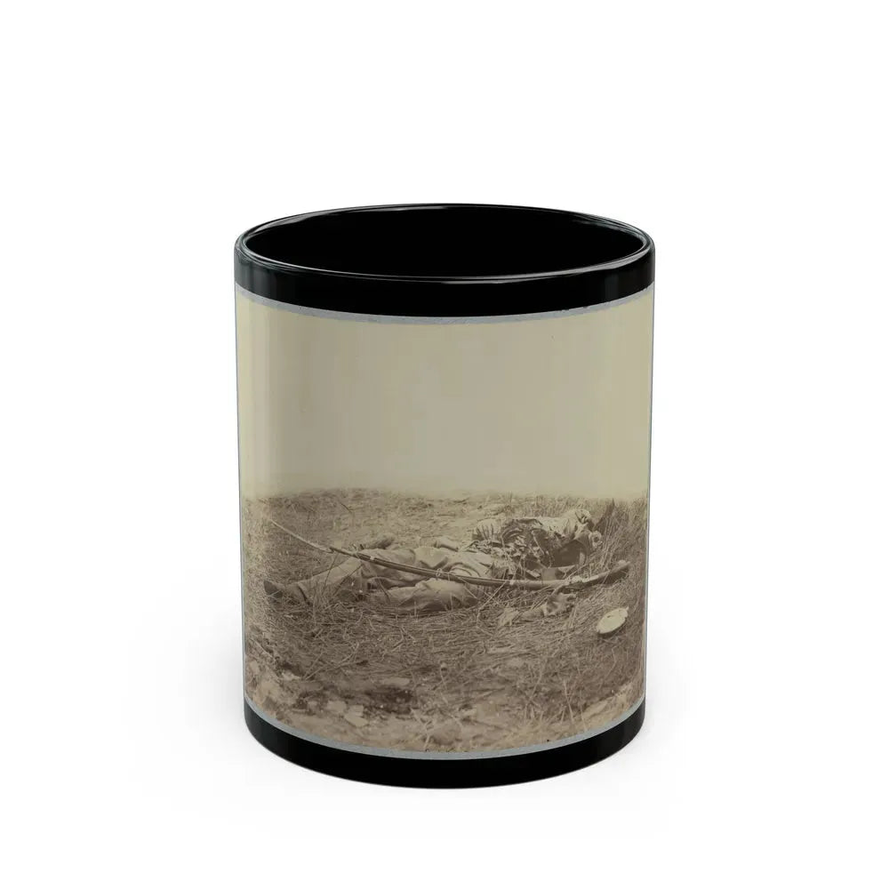 Battlefield Of Gettysburg.  Body Of A Soldier In  The Wheat Field,  Evidently Killed By The Explosion Of A Shell (U.S. Civil War) Black Coffee Mug 11oz - Go Mug Yourself