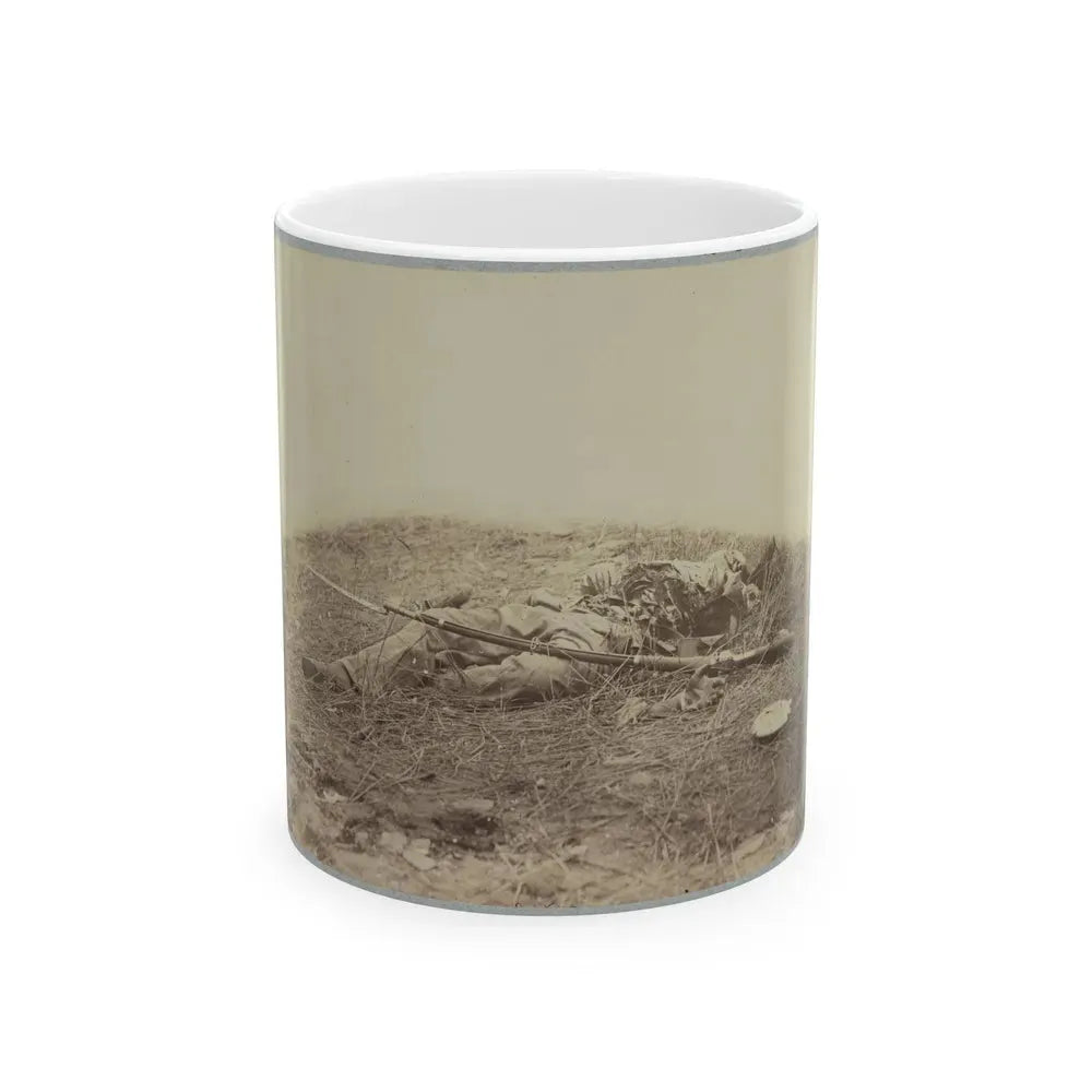 Battlefield Of Gettysburg.  Body Of A Soldier In  The Wheat Field,  Evidently Killed By The Explosion Of A Shell (U.S. Civil War) White Coffee Mug 11oz - Go Mug Yourself