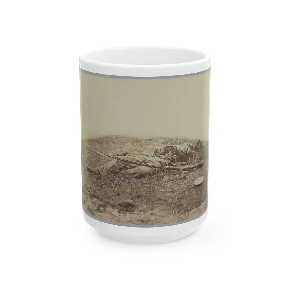 Battlefield Of Gettysburg.  Body Of A Soldier In  The Wheat Field,  Evidently Killed By The Explosion Of A Shell (U.S. Civil War) White Coffee Mug 15oz - Go Mug Yourself