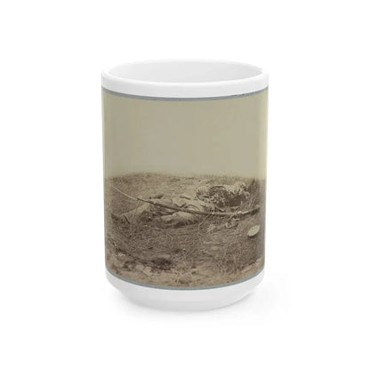 Battlefield Of Gettysburg.  Body Of A Soldier In  The Wheat Field,  Evidently Killed By The Explosion Of A Shell (U.S. Civil War) White Coffee Mug 15oz - Go Mug Yourself
