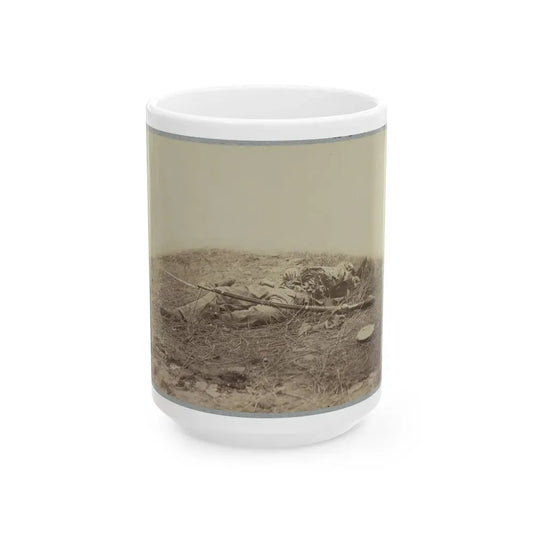 Battlefield Of Gettysburg.  Body Of A Soldier In  The Wheat Field,  Evidently Killed By The Explosion Of A Shell (U.S. Civil War) White Coffee Mug 15oz - Go Mug Yourself