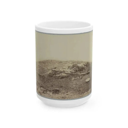 Battlefield Of Gettysburg.  Body Of A Soldier In  The Wheat Field,  Evidently Killed By The Explosion Of A Shell (U.S. Civil War) White Coffee Mug 15oz - Go Mug Yourself