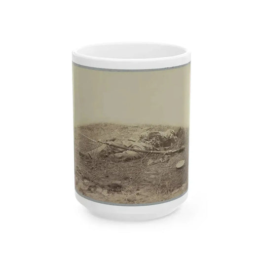Battlefield Of Gettysburg.  Body Of A Soldier In  The Wheat Field,  Evidently Killed By The Explosion Of A Shell (U.S. Civil War) White Coffee Mug 15oz - Go Mug Yourself