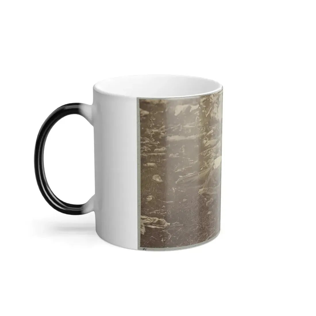 Battlefield of Gettysburg. Dead Confederate Sharpshooter at Foot of Little Round Top (U.S. Civil War) Color Changing Coffee Mug 11oz - Go Mug Yourself