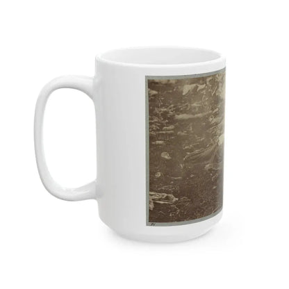 Battlefield Of Gettysburg. Dead Confederate Sharpshooter At Foot Of Little Round Top (U.S. Civil War) White Coffee Mug - Go Mug Yourself