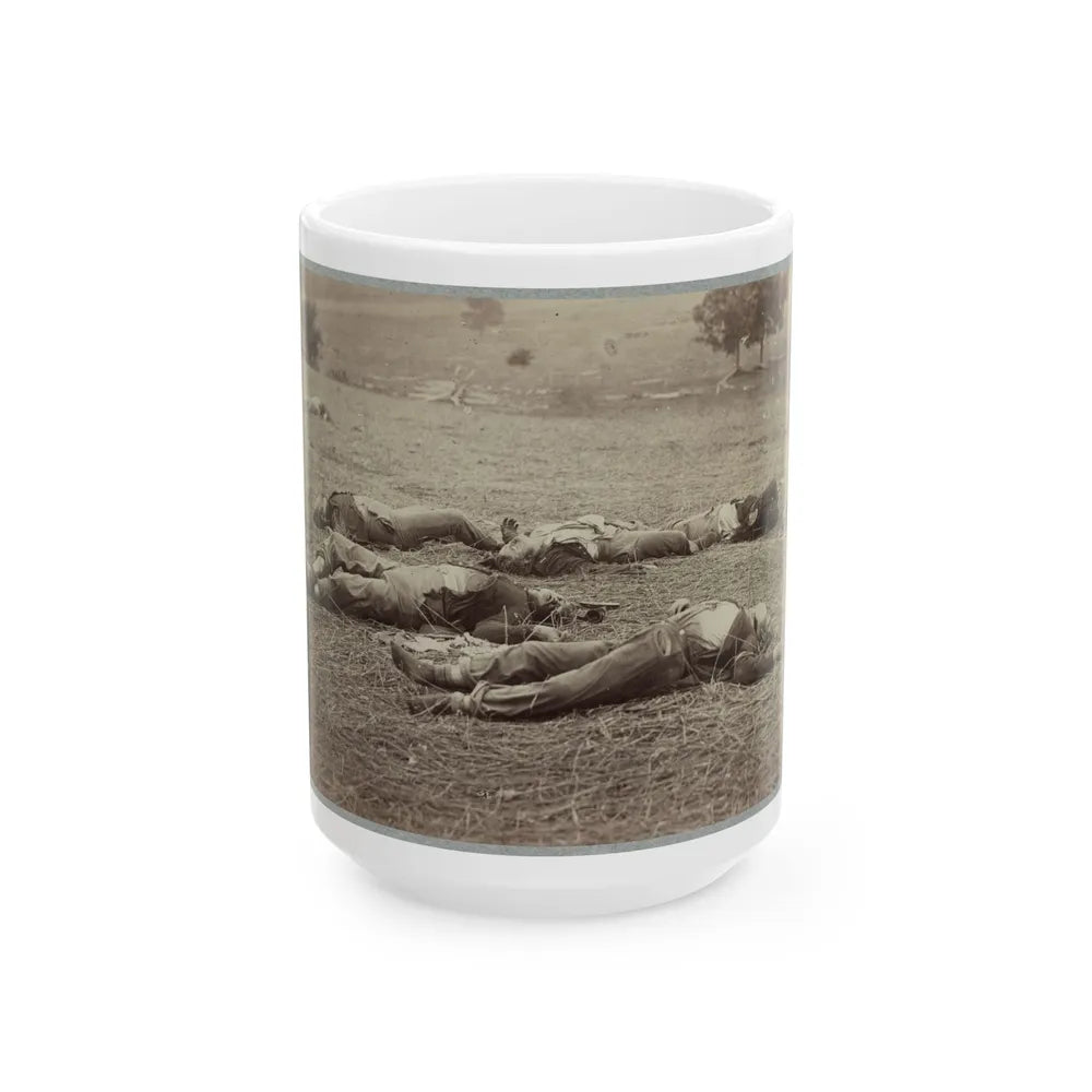 Battlefield Of Gettysburg. Bodies Of Dead Federal Soldiers On The Field Of The First Day's Battle (U.S. Civil War) White Coffee Mug-15oz-Go Mug Yourself