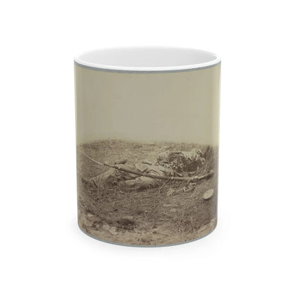 Battlefield Of Gettysburg. Body Of A Soldier In The Wheat Field, Evidently Killed By The Explosion Of A Shell (U.S. Civil War) White Coffee Mug-11oz-Go Mug Yourself