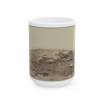 Battlefield Of Gettysburg. Body Of A Soldier In The Wheat Field, Evidently Killed By The Explosion Of A Shell (U.S. Civil War) White Coffee Mug-15oz-Go Mug Yourself