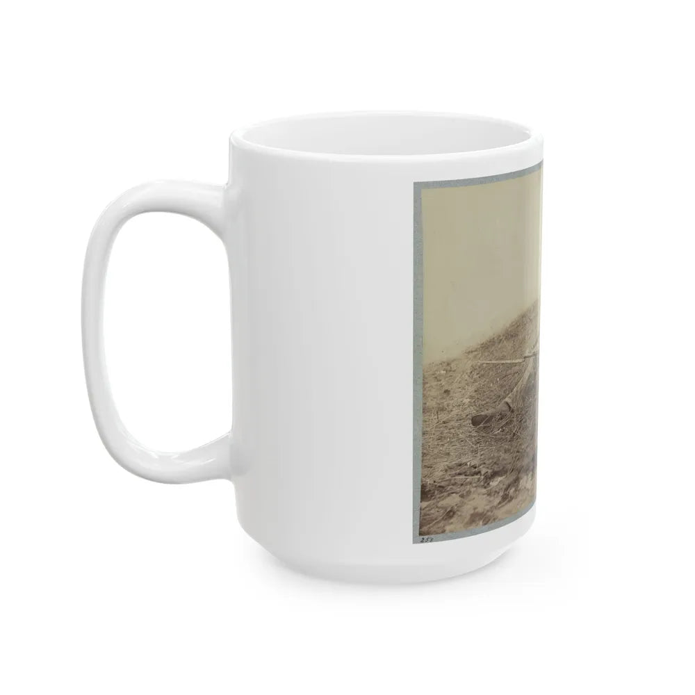 Battlefield Of Gettysburg. Body Of A Soldier In The Wheat Field, Evidently Killed By The Explosion Of A Shell (U.S. Civil War) White Coffee Mug-Go Mug Yourself