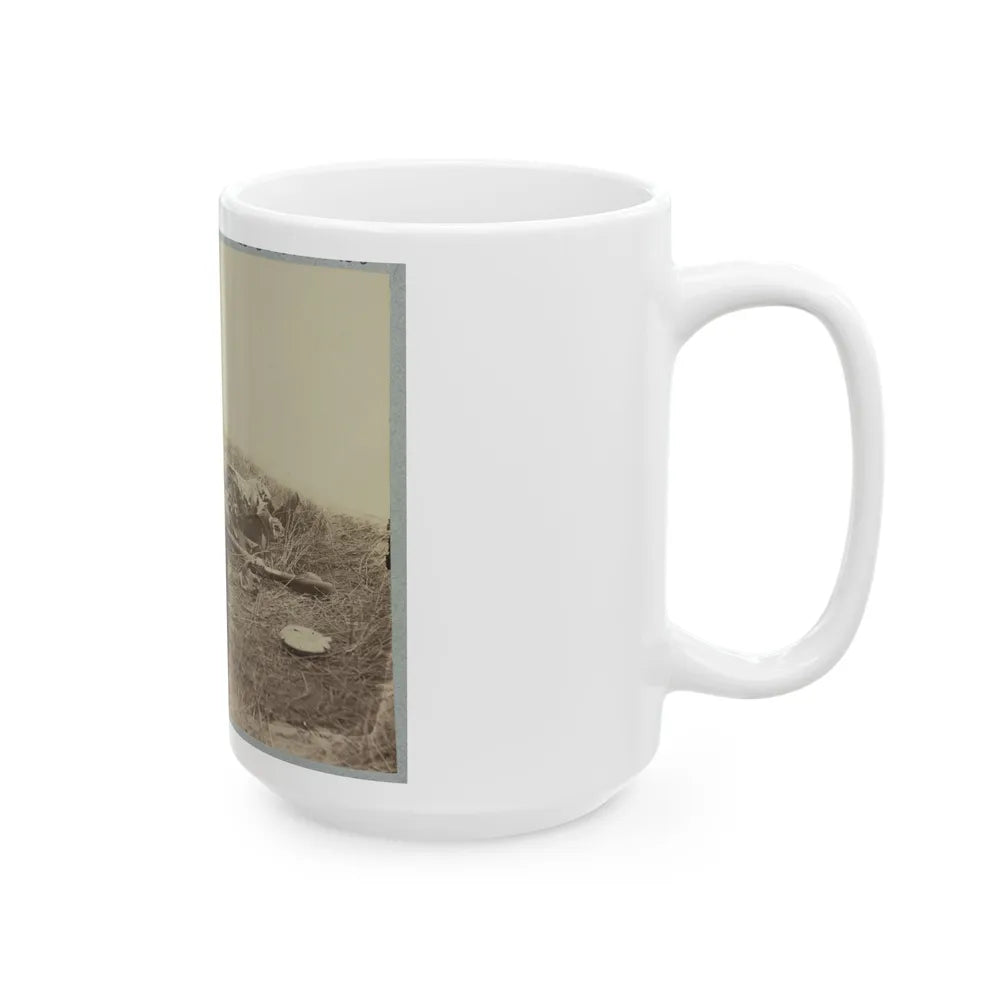 Battlefield Of Gettysburg. Body Of A Soldier In The Wheat Field, Evidently Killed By The Explosion Of A Shell (U.S. Civil War) White Coffee Mug-Go Mug Yourself