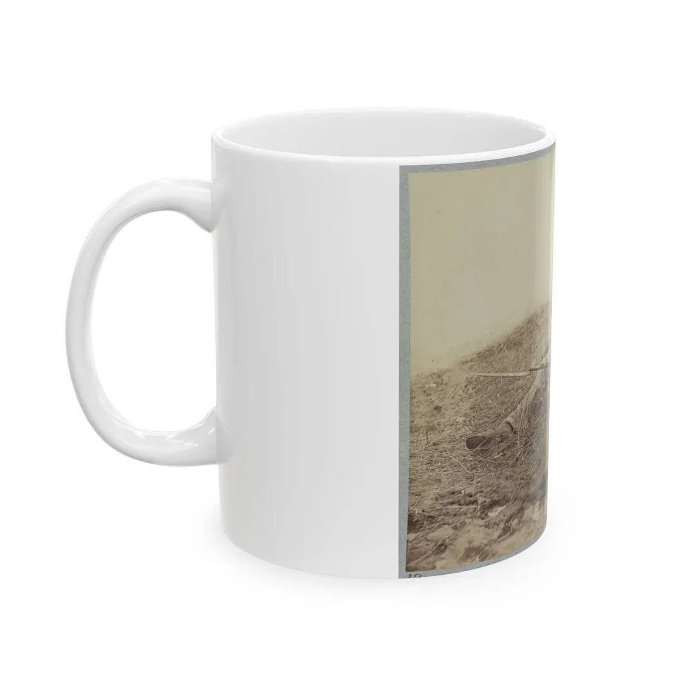 Battlefield Of Gettysburg. Body Of A Soldier In The Wheat Field, Evidently Killed By The Explosion Of A Shell (U.S. Civil War) White Coffee Mug-Go Mug Yourself