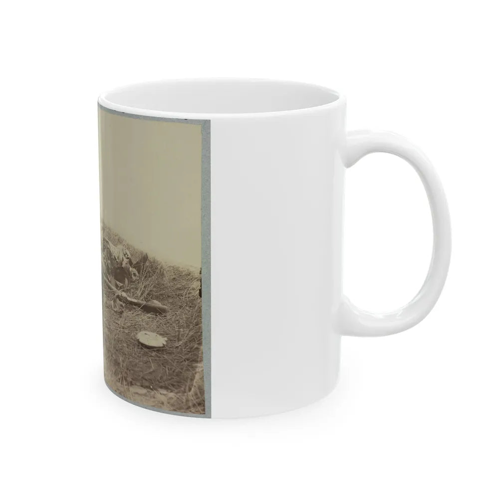 Battlefield Of Gettysburg. Body Of A Soldier In The Wheat Field, Evidently Killed By The Explosion Of A Shell (U.S. Civil War) White Coffee Mug-Go Mug Yourself