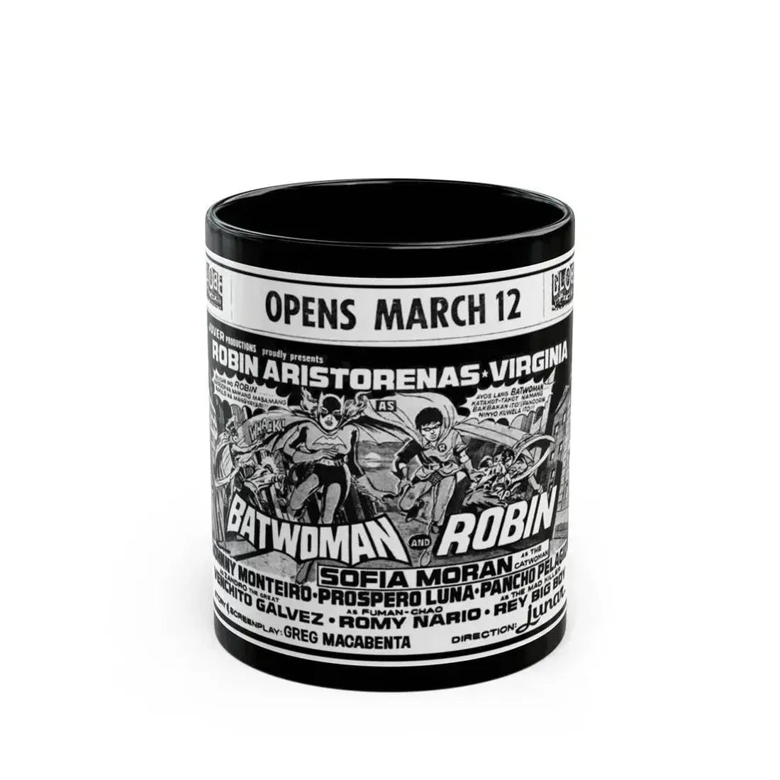 BATWOMAN AND ROBIN 1972 Movie Poster - Black Coffee Mug 11oz - Go Mug Yourself