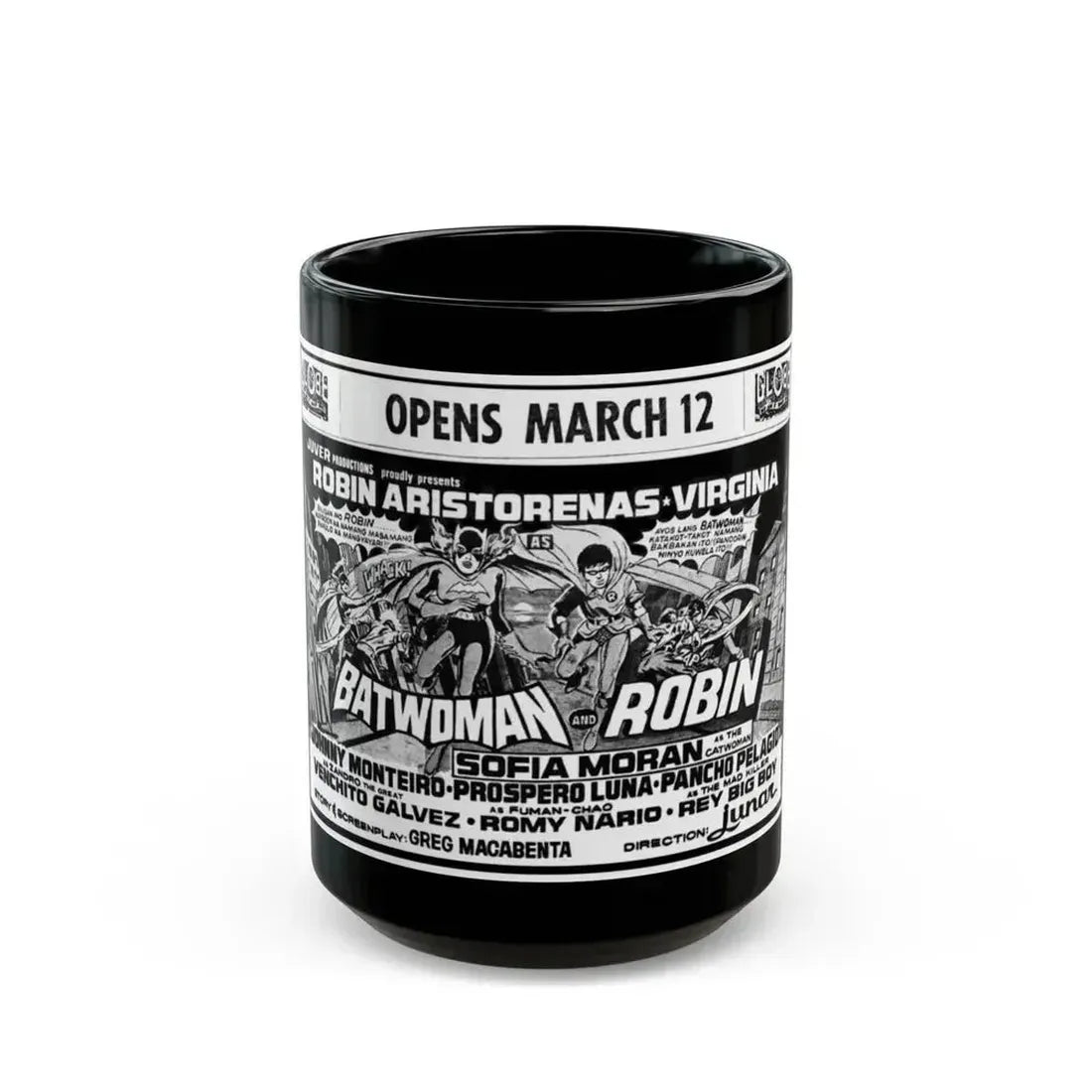 BATWOMAN AND ROBIN 1972 Movie Poster - Black Coffee Mug 15oz - Go Mug Yourself