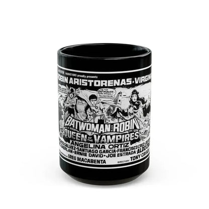 BATWOMAN AND ROBIN MEET THE QUEEN OF THE VAMPIRES 1972 Movie Poster - Black Coffee Mug 15oz - Go Mug Yourself