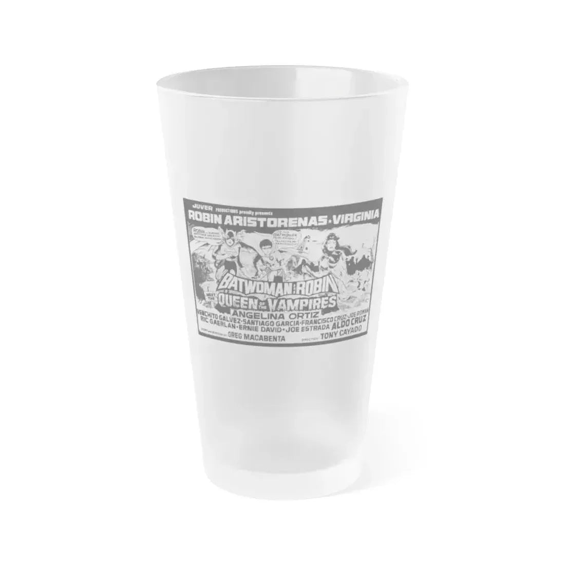 BATWOMAN AND ROBIN MEET THE QUEEN OF THE VAMPIRES 1972 Movie Poster - Frosted Pint Glass 16oz Default Title - Go Mug Yourself