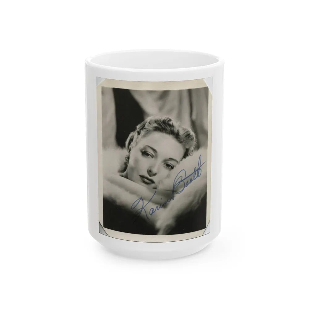 Karin Booth #17 (Vintage Female Icon) White Coffee Mug-15oz-Go Mug Yourself