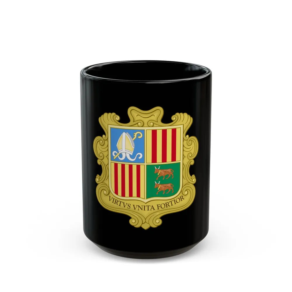 Coat of arms of Andorra (1949-1959) - Black Coffee Mug-15oz-Go Mug Yourself