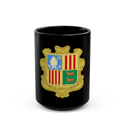 Coat of arms of Andorra (1949-1959) - Black Coffee Mug-15oz-Go Mug Yourself