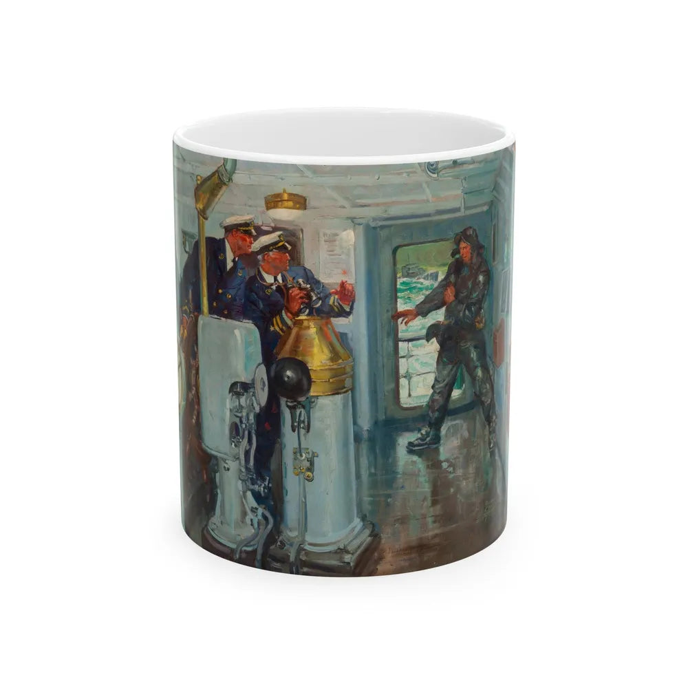 Confrontation at Sea, magazine story illustration, 1942 - White Coffee Mug-11oz-Go Mug Yourself