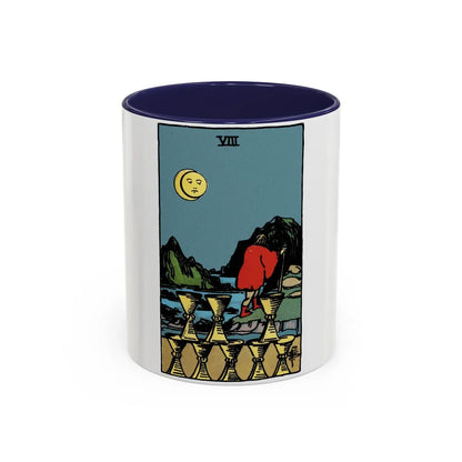 The 8 of Cups (Tarot Card) Accent Coffee Mug-11oz-Navy-Go Mug Yourself