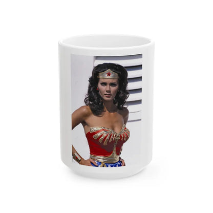 Lynda Carter #282 (Vintage Female Icon) White Coffee Mug-15oz-Go Mug Yourself