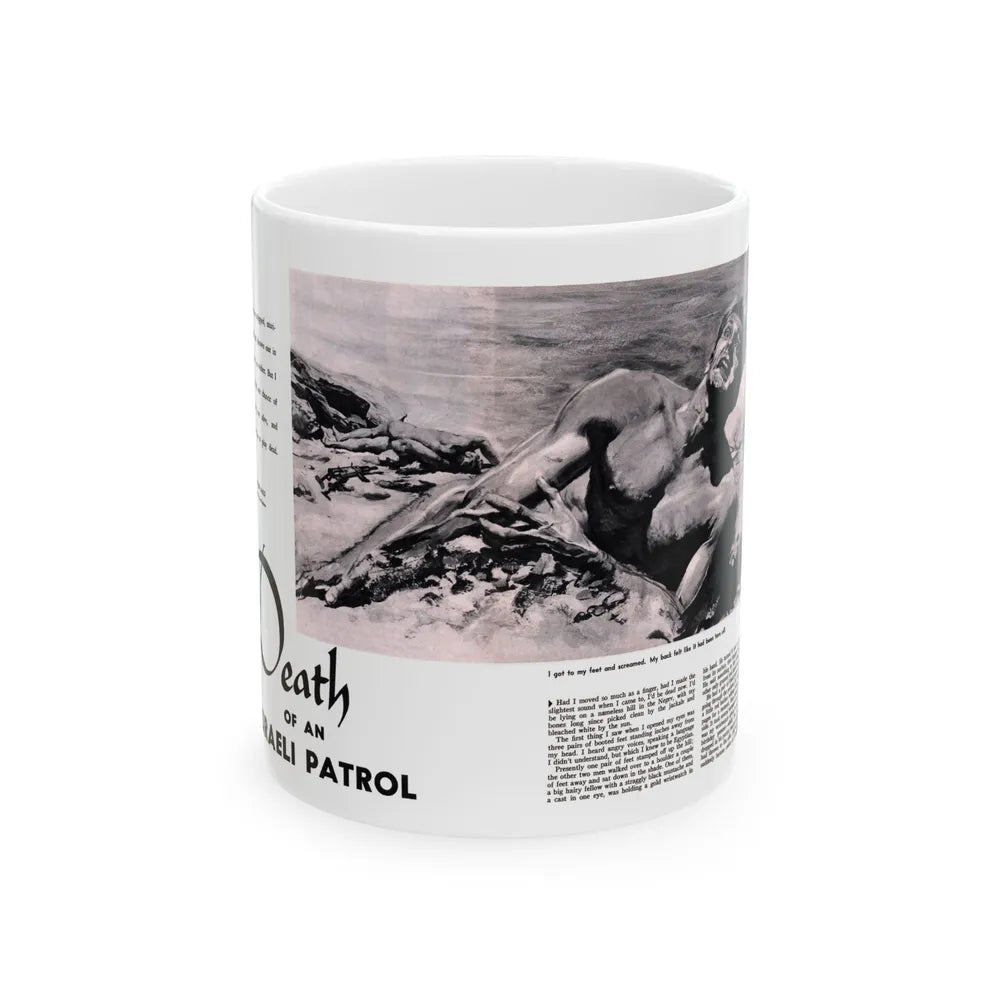 Death of an Israeli Patrol, Male magazine, September 1956 - White Coffee Mug-11oz-Go Mug Yourself