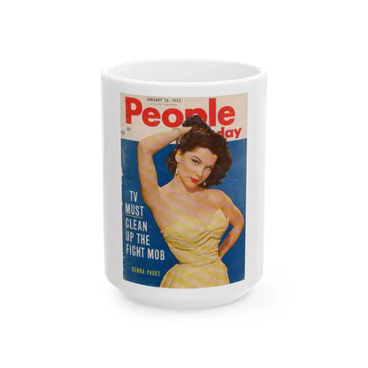 Debra Paget #27 - Mag. Cover (Vintage Female Icon) White Coffee Mug-15oz-Go Mug Yourself