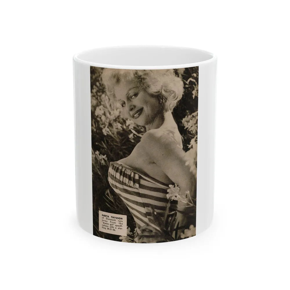 Greta Thyssen #146 - 1 Page, 1 B&W Photo & Caption from PIC Digest Mag. September '58 (Vintage Female Icon) White Coffee Mug-11oz-Go Mug Yourself