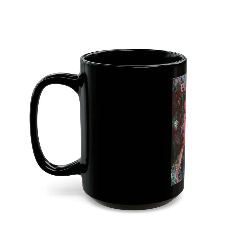 Bunny Sipping Champagne, Playboy, 1964 - Black Coffee Mug-Go Mug Yourself