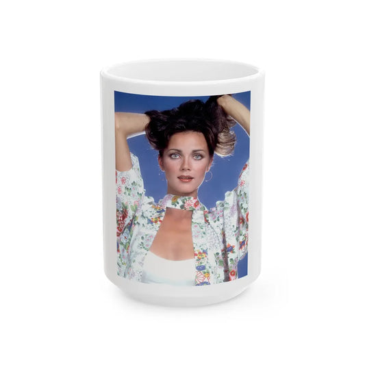 Lynda Carter #251 (Vintage Female Icon) White Coffee Mug-15oz-Go Mug Yourself