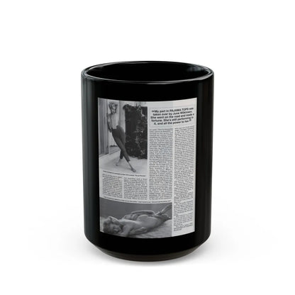 Jeanne Carmen #127 - Pages 13 of 14 with, 2 B&W Photos as a blonde & Article from Femme Fatales Mag. Oct. '95 (Vintage Female Icon) Black Coffee Mug-15oz-Go Mug Yourself